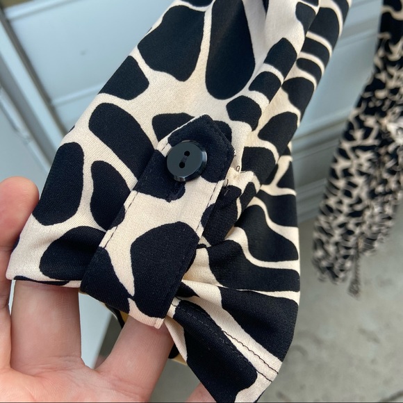 San Tropez Long Sleeve dress animal print cheetah leopard button up collared - Picture 8 of 11